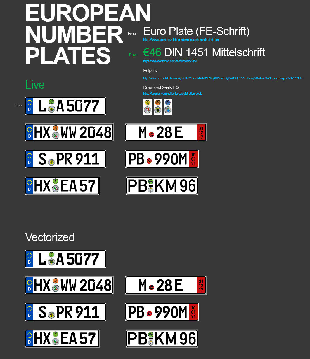 ArtStation European Number Plate GENERATOR (Real World Details