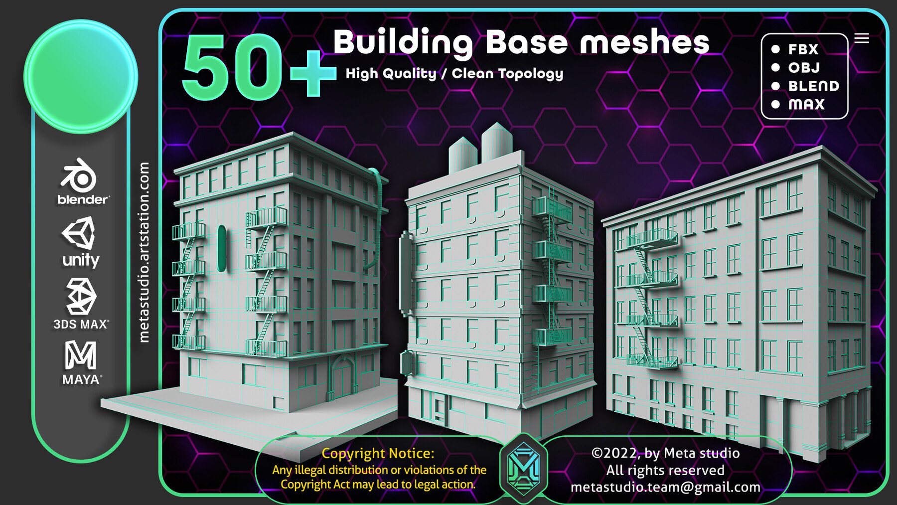 50 Building Base Mesh[Artstation]