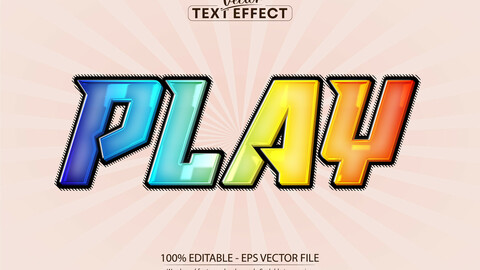 Play text effect, editable colorful and cartoon text style