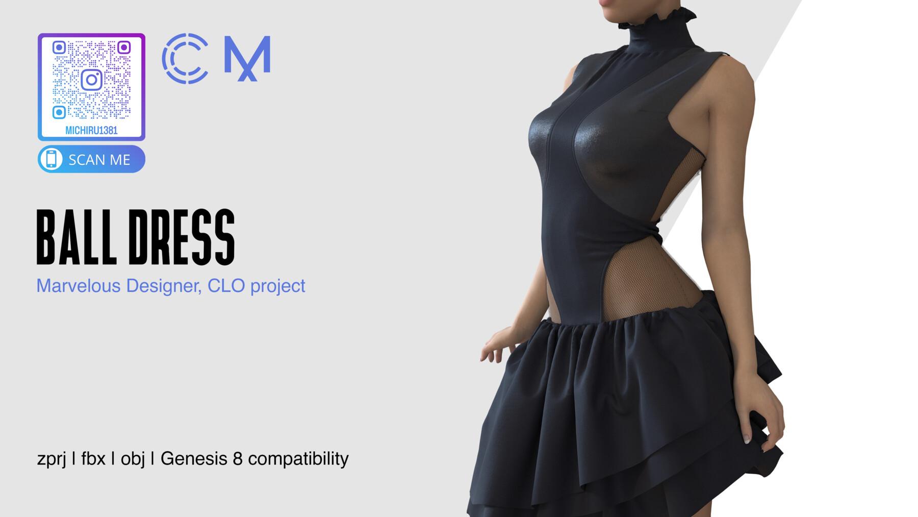 SADSMILE Ball Dress Marvelous Designer CLO3D project