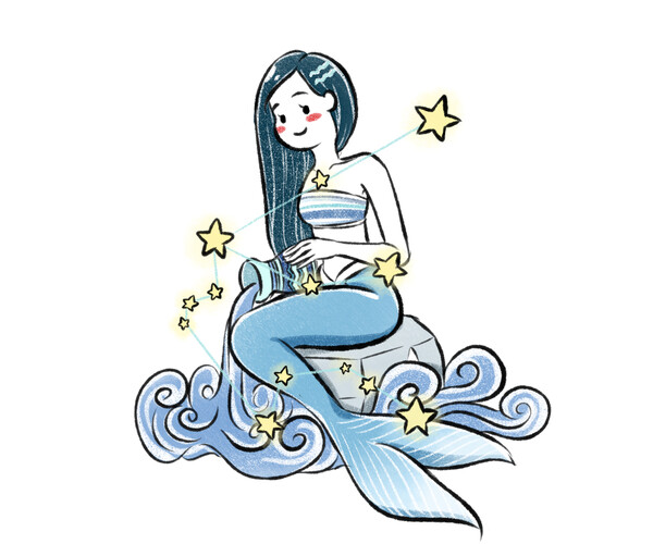 ArtStation - Cute Minimalist Wallpaper - Zodiac Mermaid [Aquarius ...