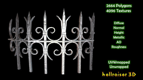 Bent Metal Fence - PBR - Textured