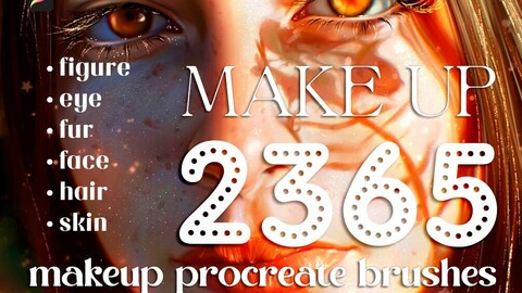 2365 Makeup Brushes & Color Swatches - Procreate Brushes, brushes for procreate, face brushes, procreate, procreate brushes brush