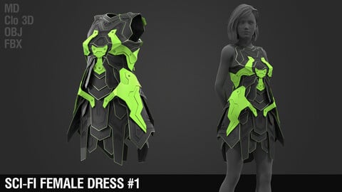 Sci-fi female dress #1 / Cyberpunk / Future / Fantastic / Armor / Equipment / Marvelous Designer