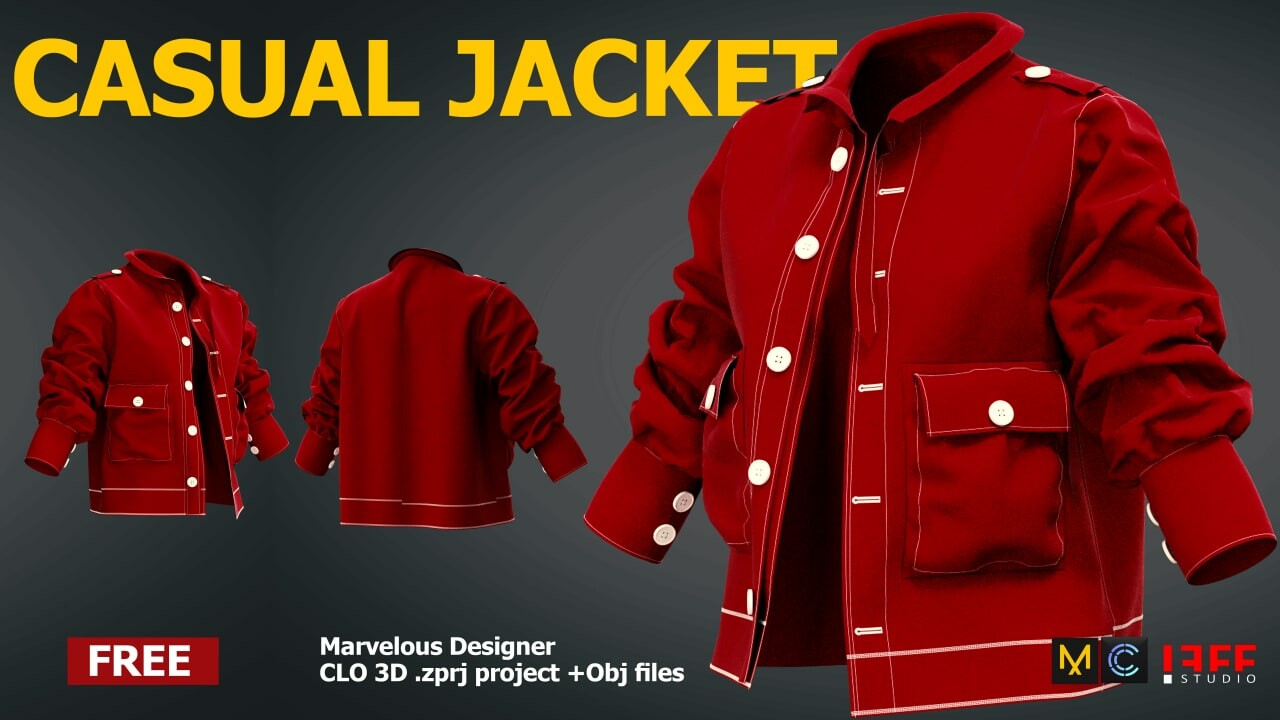 ArtStation - CASUAL JACKET JEFF STUDIO FREE. | Game Assets