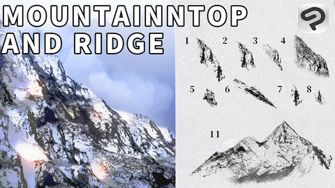 2 Mountaintop and ridge brushes for ClipStudioPaint/12 PNG images