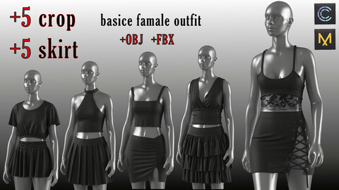 +5 crop and skirt  +MD and CLOD3 + OBJ and  FBX