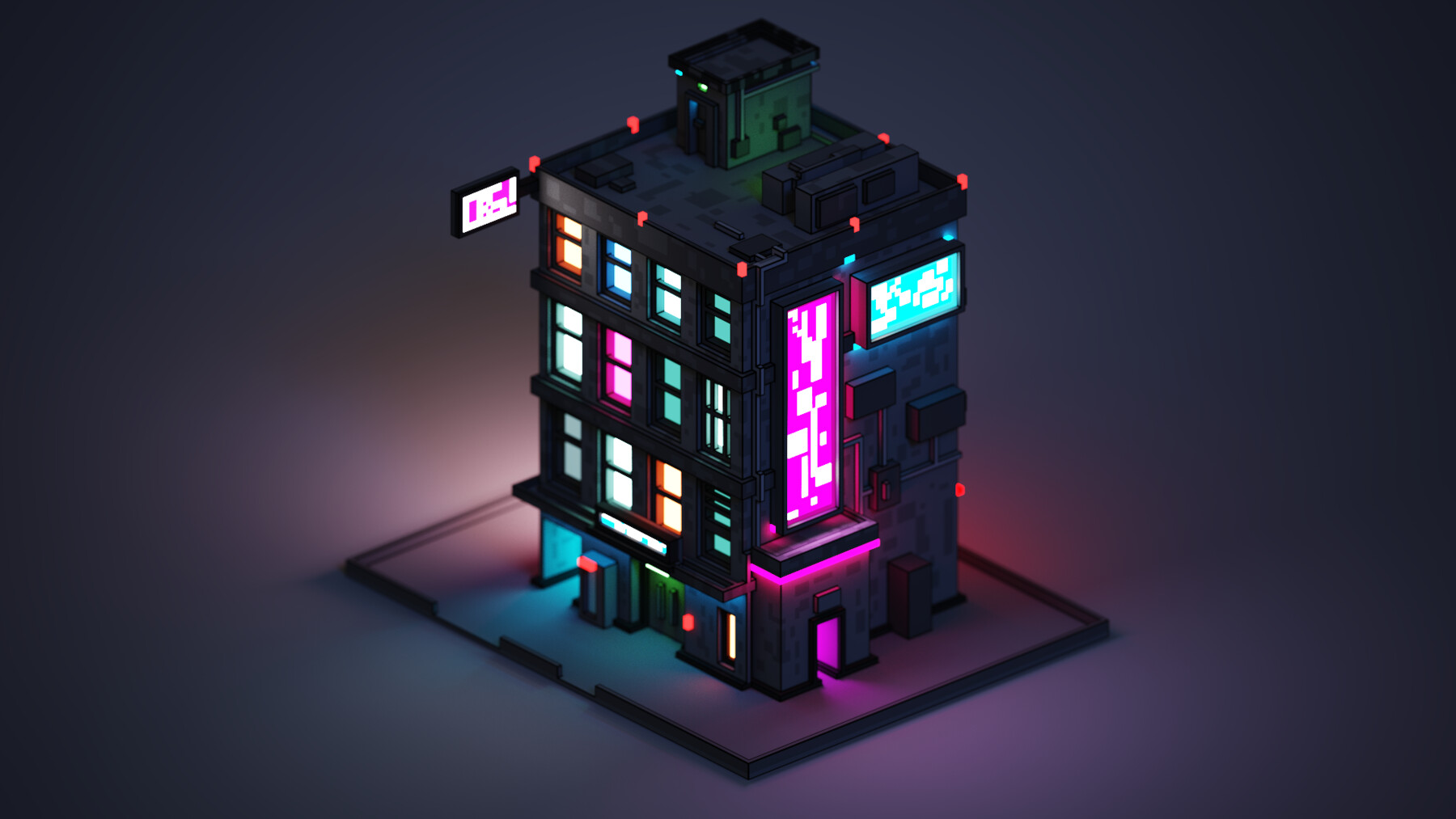 ArtStation Cyberpunk Building Voxel Game Assets