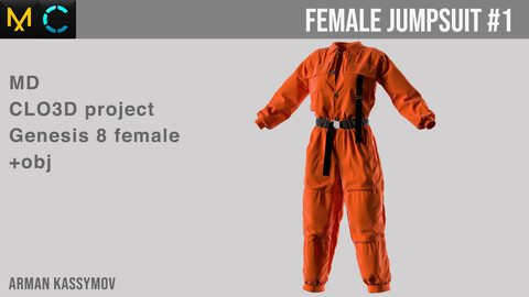 Female Jumpsuit #1 Marvelous Designer Project | +.obj