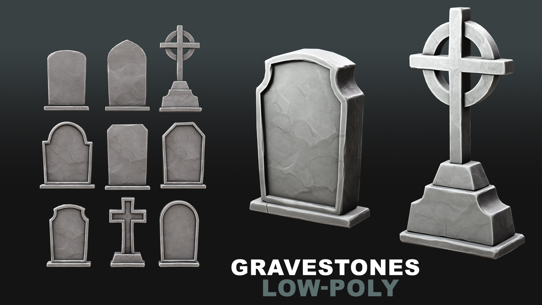 ArtStation Stylized Gravestones / Tombstones Game Assets