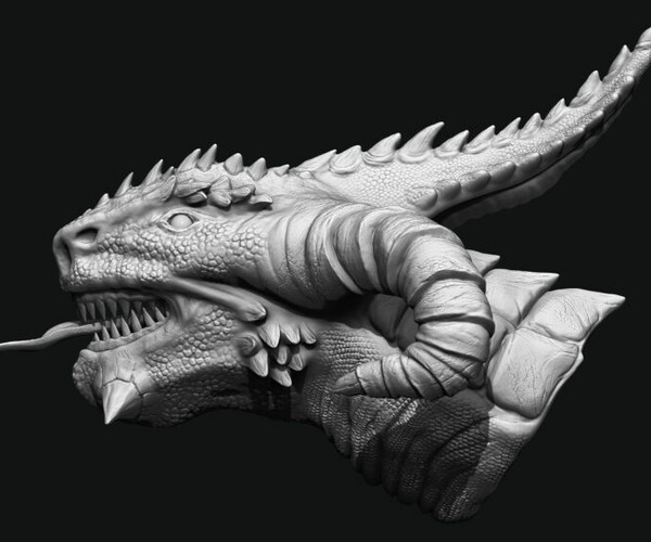 Artstation - Dragon Head 3d Model 