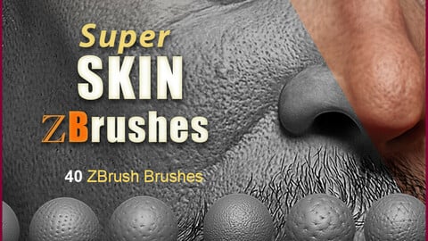 Super Skin -  41 ZBrush Brushes Set  for realistic Human Skin // Fruits // Body Parts