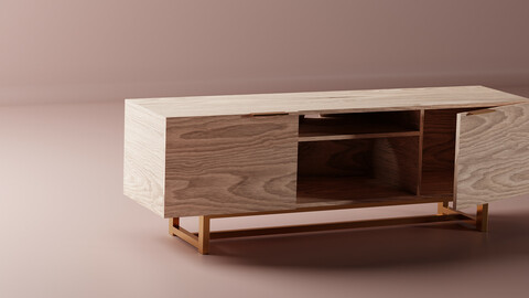 TV Stand - Retro Wood by Starck - Replica 3d Model