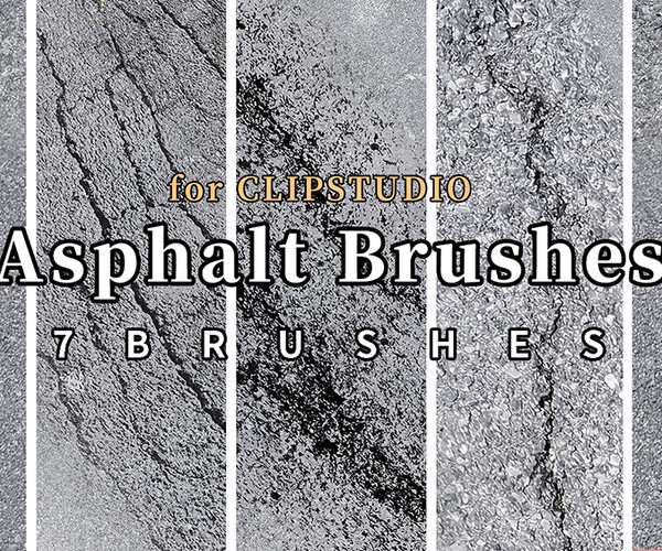 ArtStation 7 Asphalt Brushes for ClipStudioPaint/7 PNG images Brushes