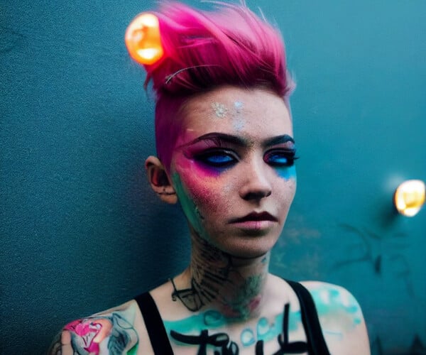 ArtStation - Young cyberpunk girl, pink hair. | Artworks