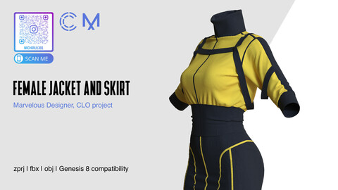 Female Jacket and Skirt | Marvelous Designer | CLO3D project