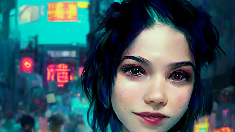 Cyberpunk young girl portrait