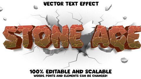 Stone Age Rock Typography Text Effect, Ready to use for design banner, posters, post and covers