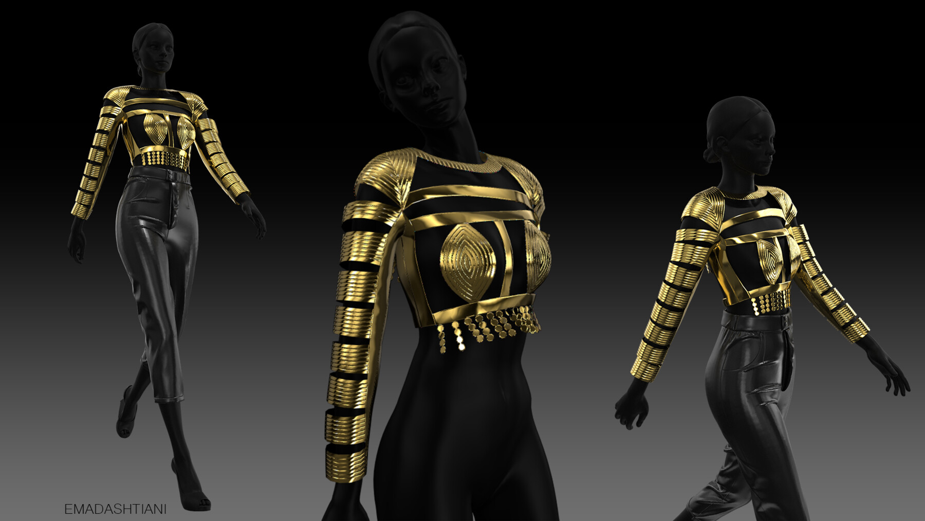 Artstation Golden Armor And Leather Pants 8 Game Assets