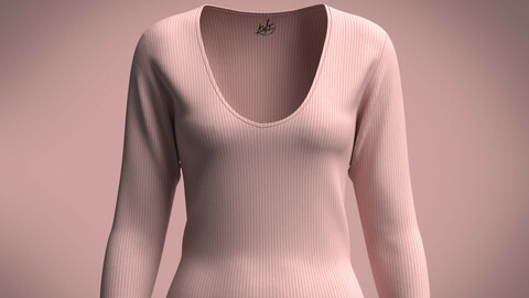 Knitted v neck top-Ladies
