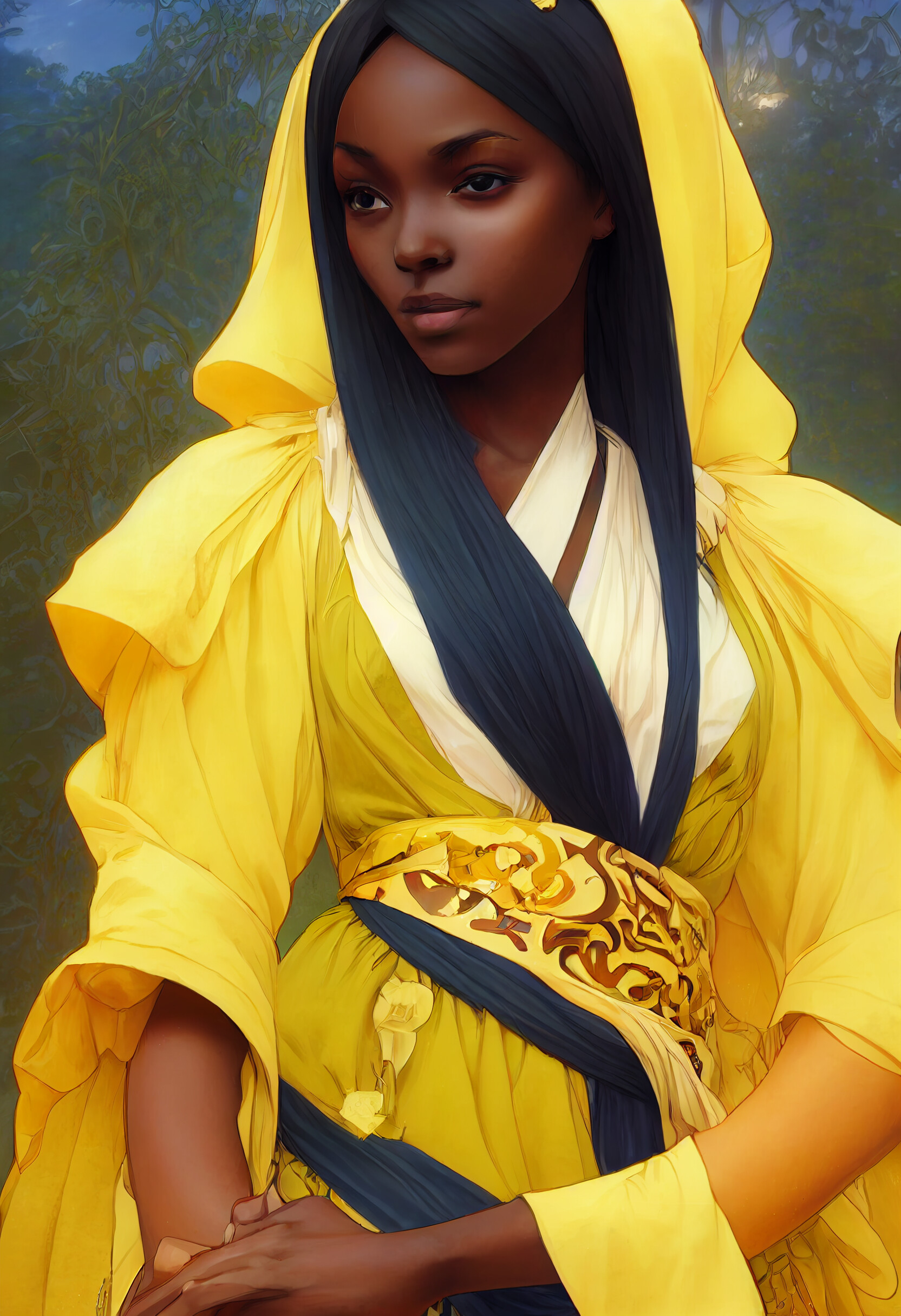 ArtStation Portrait Of A Young Black Woman In Yellow Dress Artworks