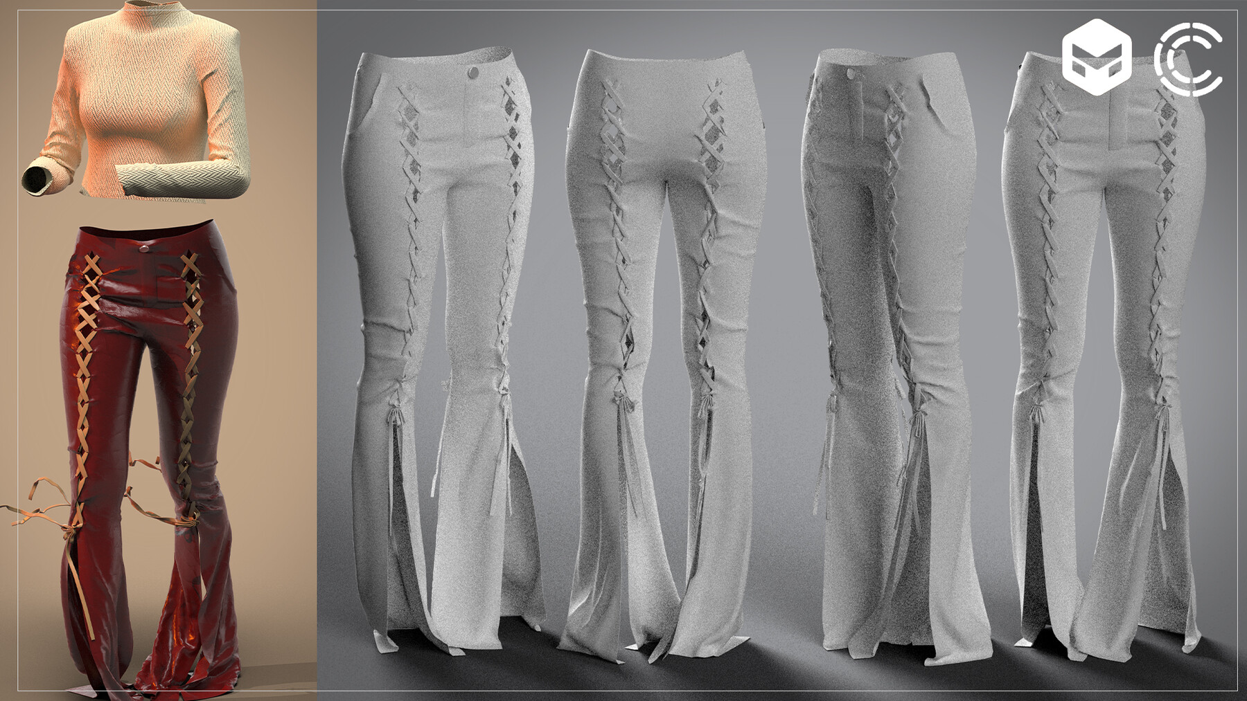 3D model Ladies Track Pant in Marvelous Designer VR / AR / low-poly