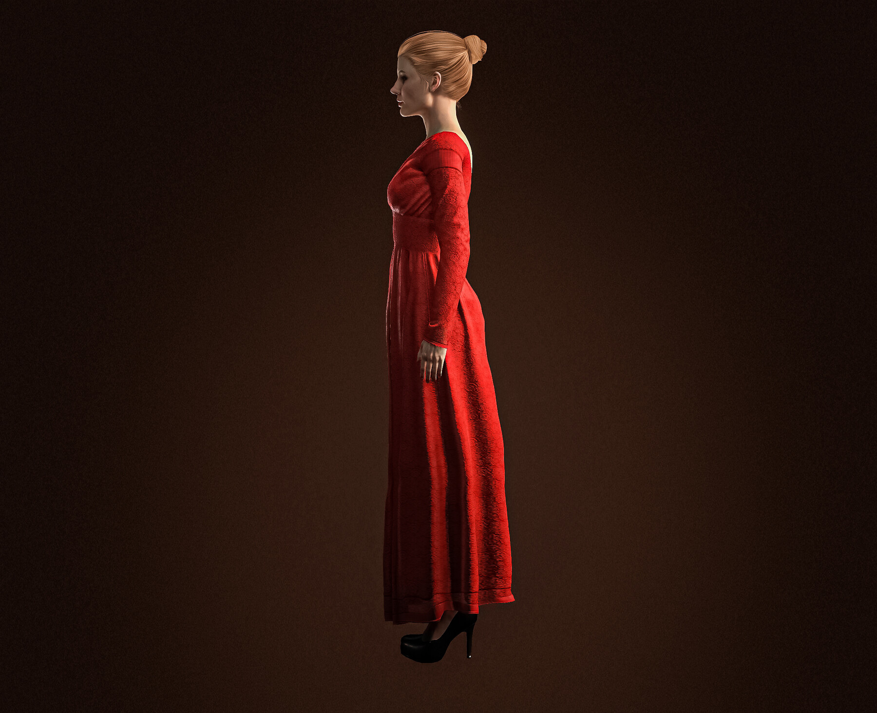 ArtStation High Quality Realistic Woman in Red Dress Character