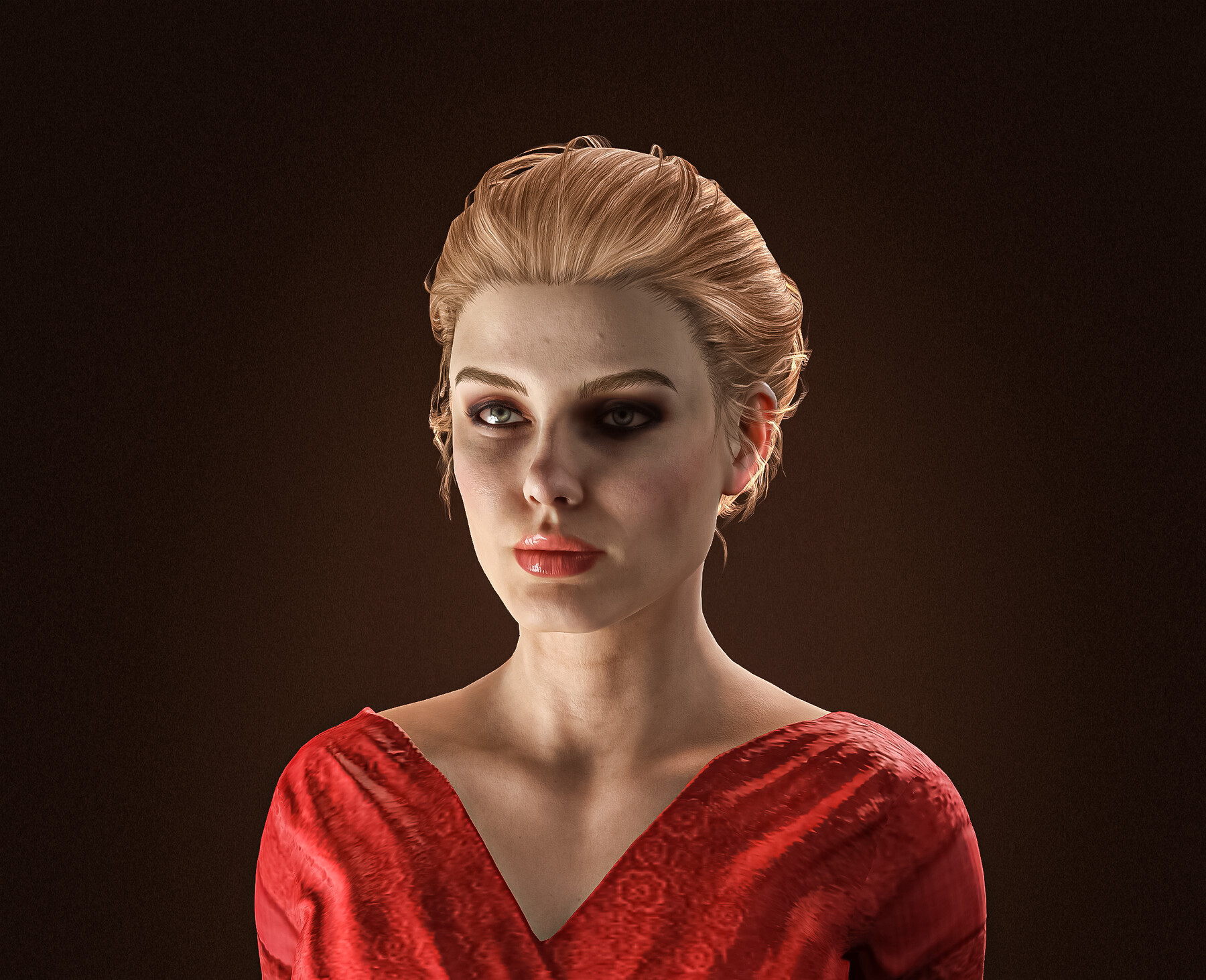 ArtStation High Quality Realistic Woman in Red Dress Character