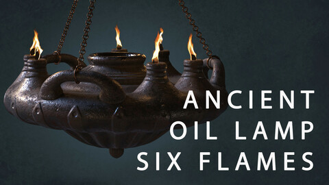 Big Ancient Oil Lamp With Six Flames
