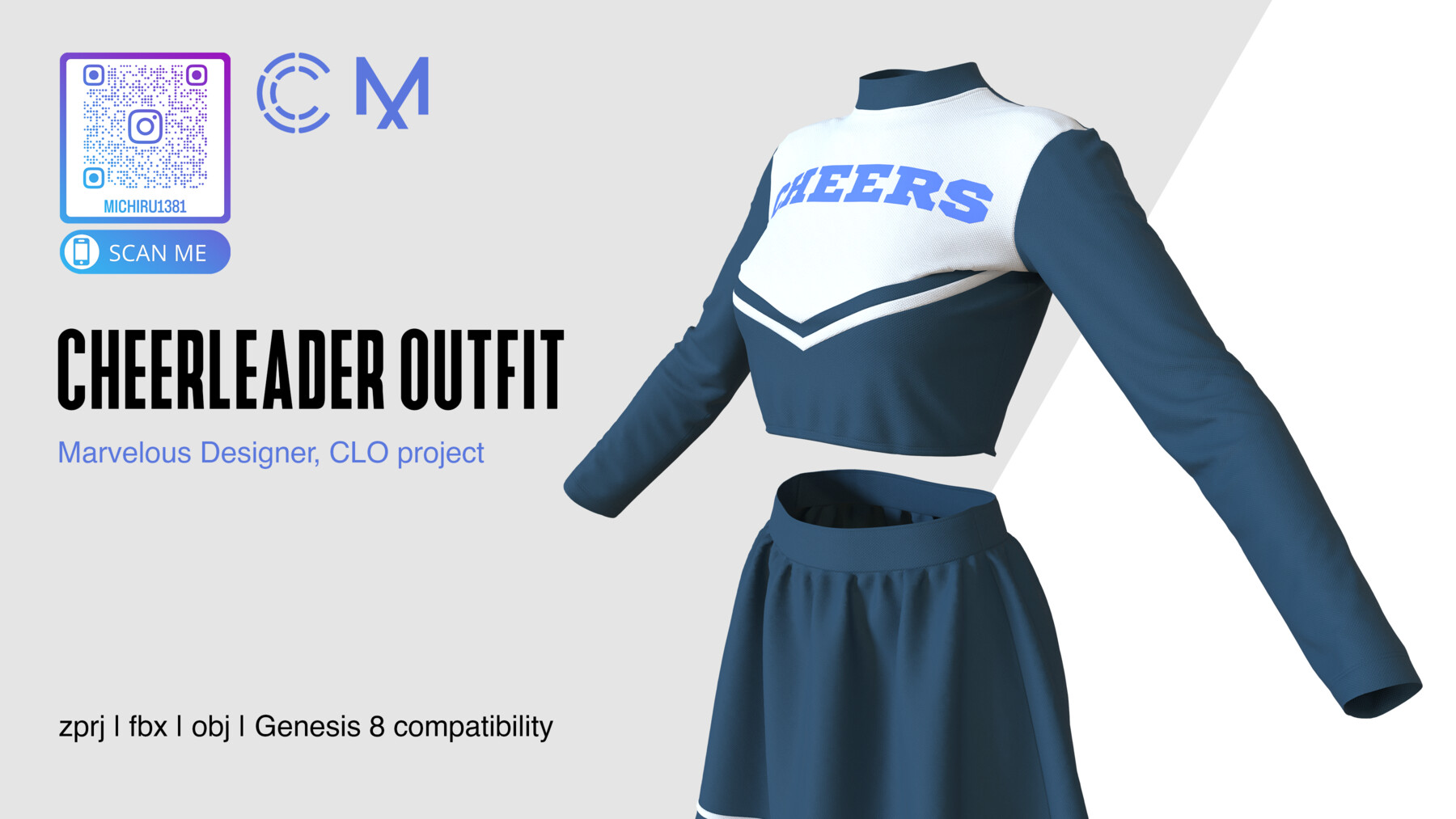 ArtStation - Cheerleader Outfit, Marvelous Designer, CLO3D project