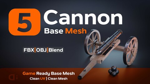 5 Cannons Base Mesh - Game Ready