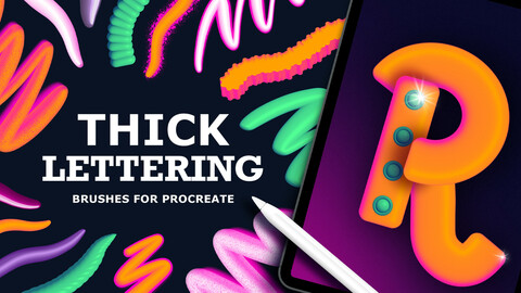 Thick 3D brushes for Procreate