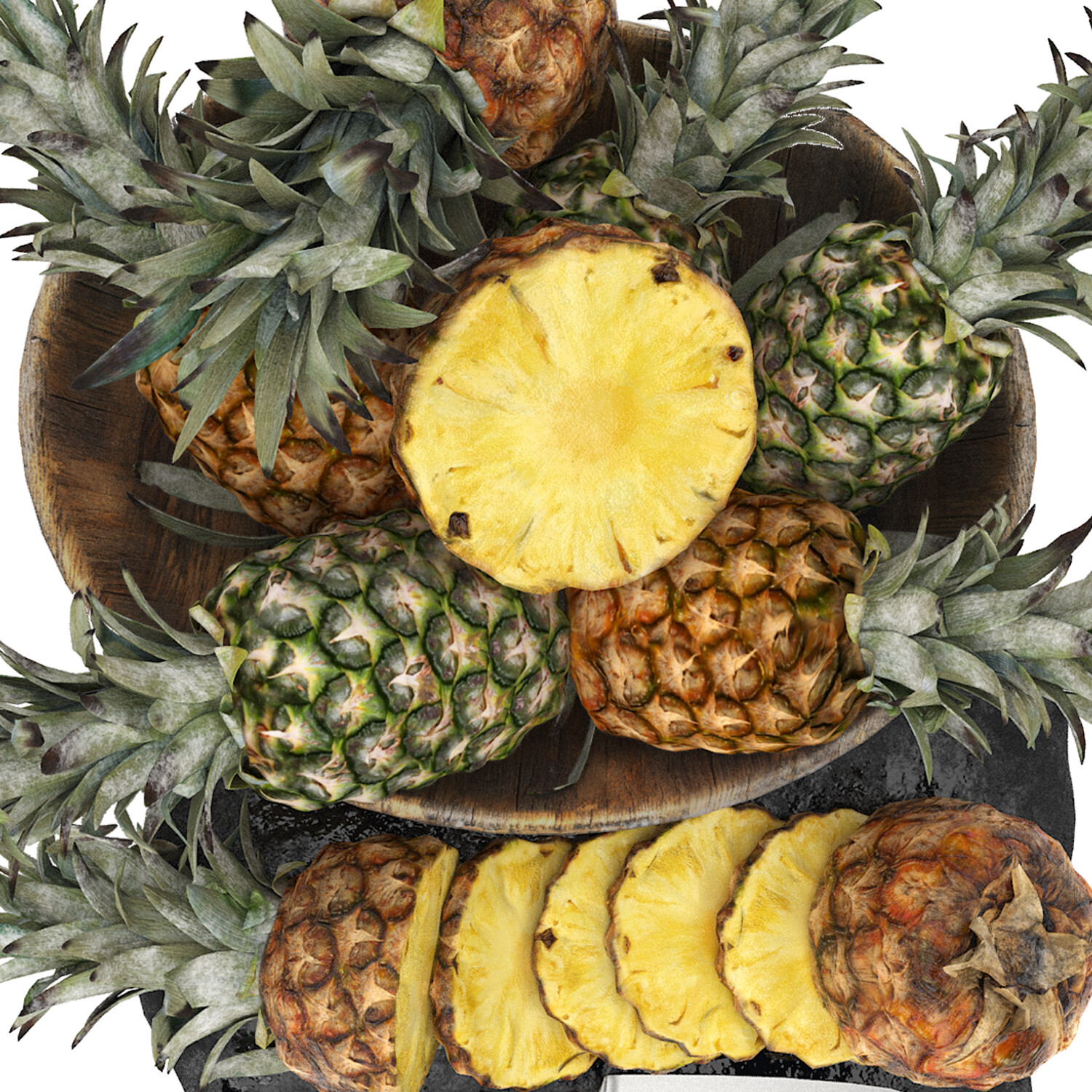 Artstation Bowl Of Pineapples Game Assets