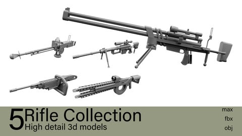 5 Rifle Collection 3d models-max.fbx.obj