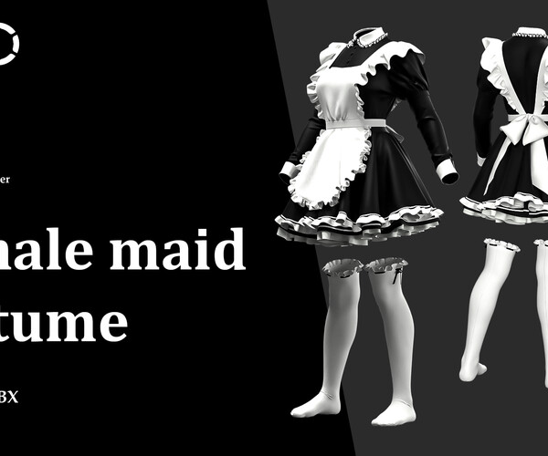 ArtStation Female maid costume / Marvelous Designer/Clo3D project