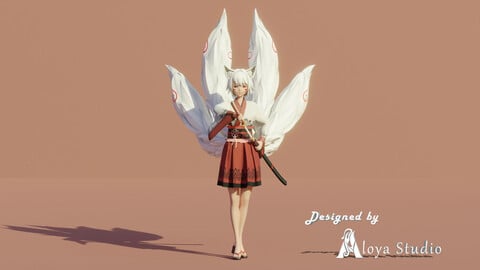 Kitsune - Fox Girl Fantasy / Anime character / Ready to Unity - Unreal Engine
