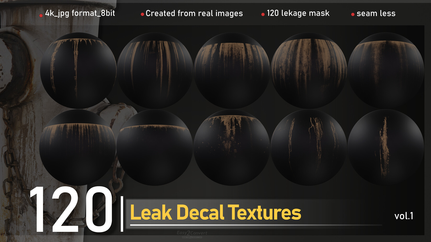 ArtStation - 120 Leak Decal Textures -vol .01 | Brushes
