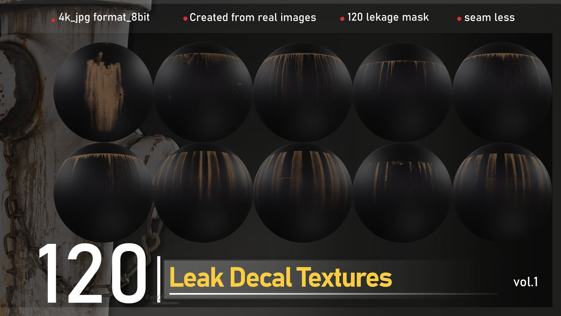 ArtStation - 120 Leak Decal Textures -vol .01 | Brushes