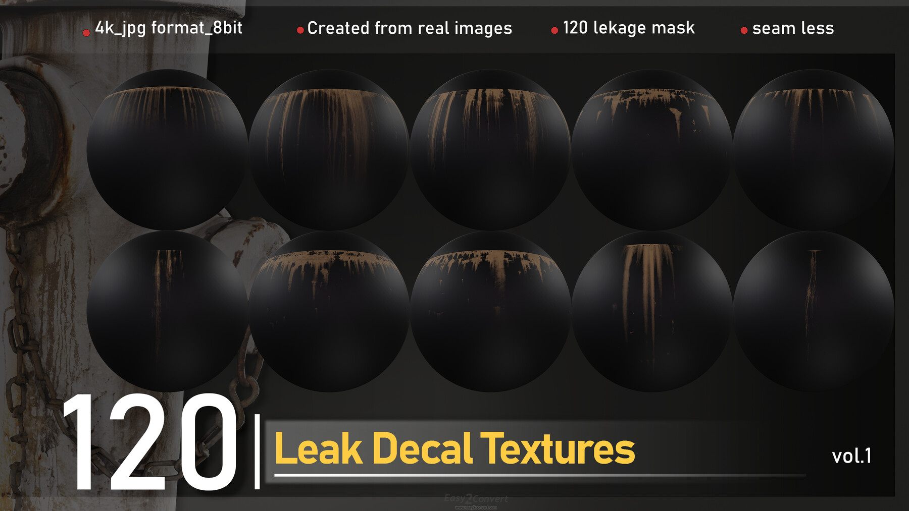 ArtStation - 120 Leak Decal Textures -vol .01 | Brushes