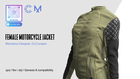 Female Motorcycle Jacket | Marvelous Designer | CLO3D project