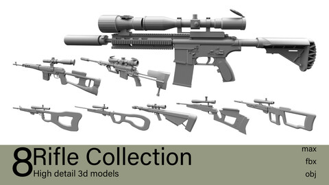 8 Rifle Collection 3d models-max.fbx.obj