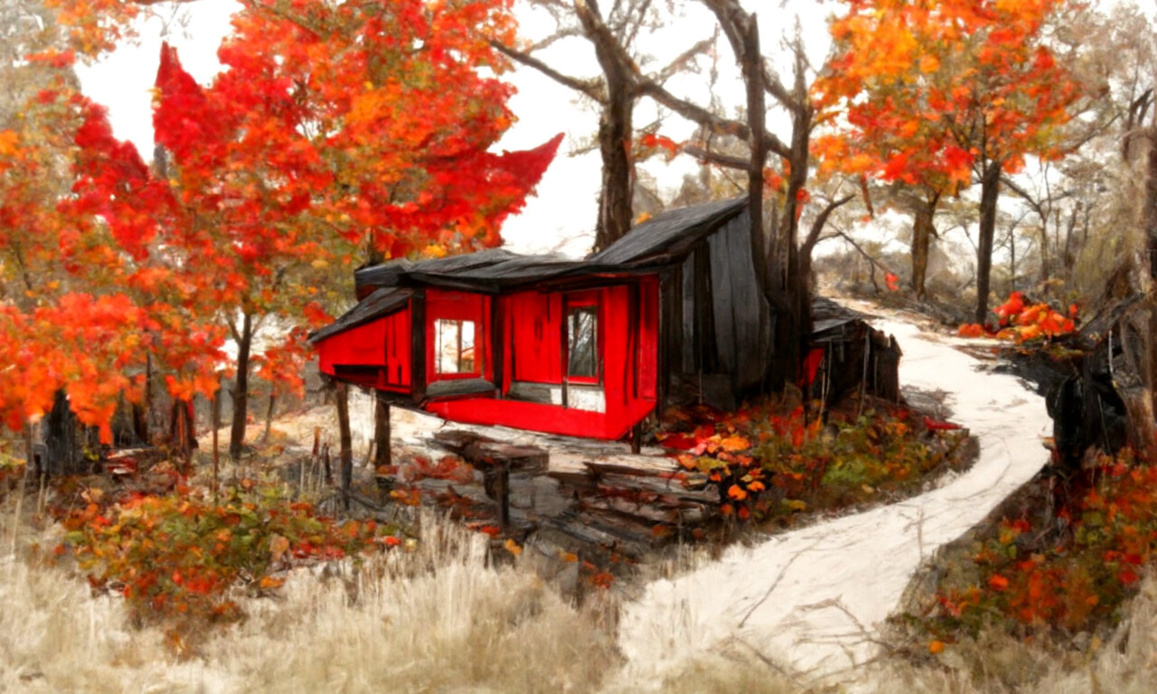 artstation-a-painting-of-a-cabin-in-the-woods-artworks