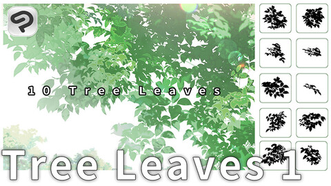 2 Tree Leaves Brushes for ClipStudioPaint/10 PNG images