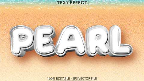 Pearl text effect, editable comic and cartoon text style