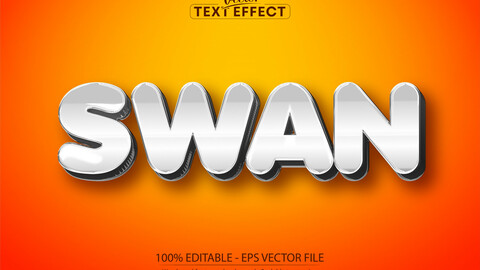 Swan editable text effect, shiny luxury silver text style