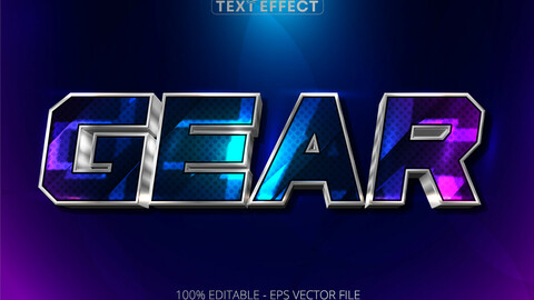 Gear editable text effect, colorful luxury silver text style