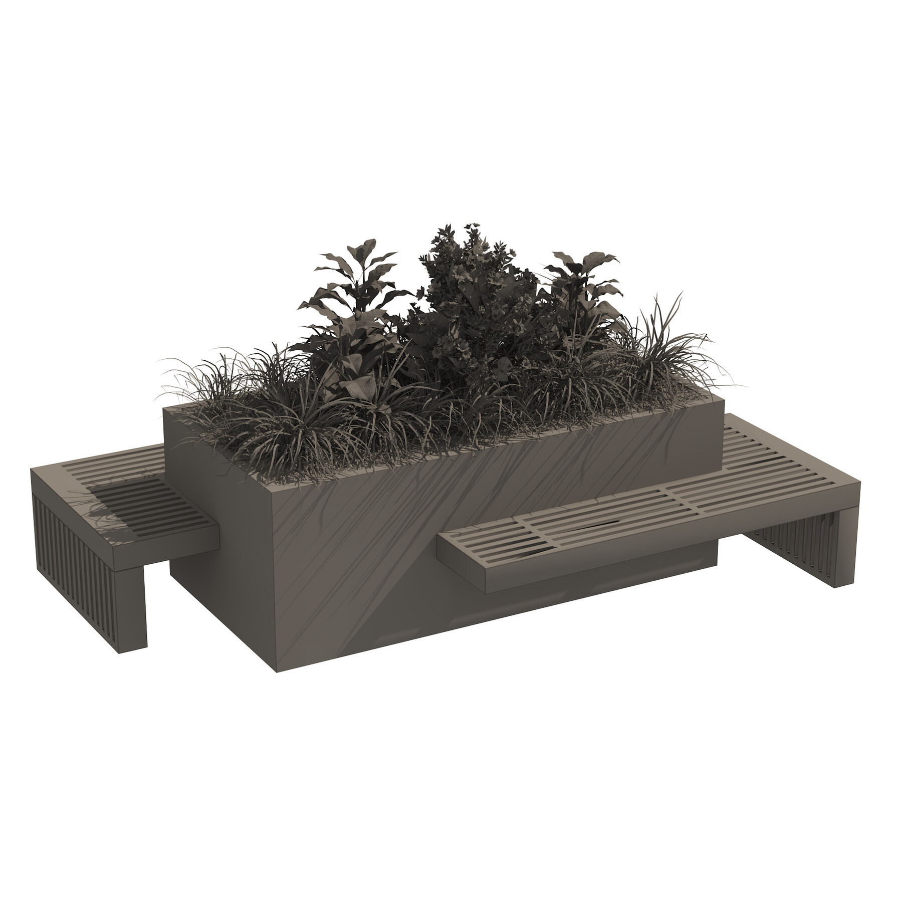 ArtStation Modern Flowers Planter with Wood Bench Resources