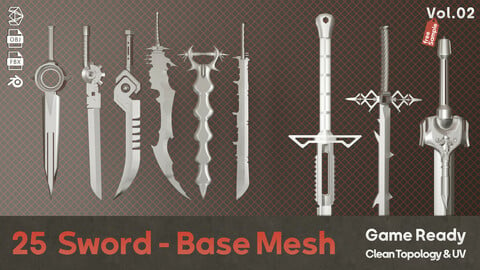 25 Sword Base Mesh - Vol 02 ( Game Ready )
