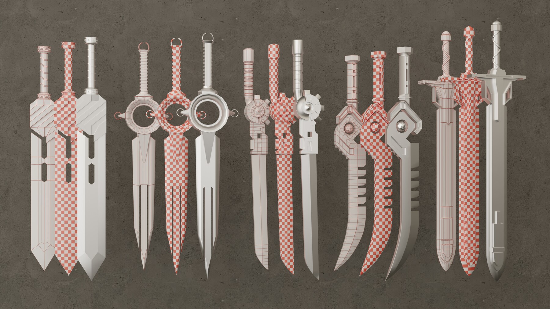 ArtStation 25 Sword Base Mesh Vol 02 ( Game Ready ) Game Assets