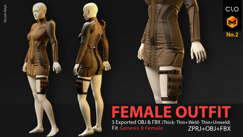 ArtStation - Sci-fi female outfit #2 / Marvelous Designer